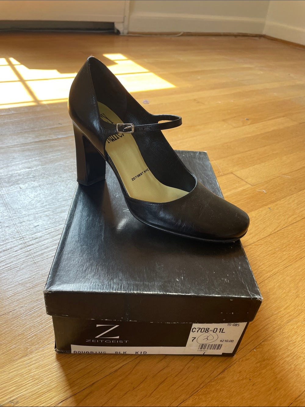 Black Mary Jane Block Heel Pump